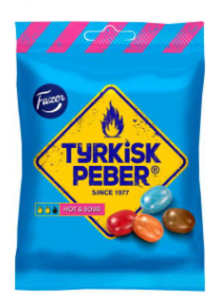 Конфеты с лакрицей Fazer Tyrkisk Pepper Hot & Sour Salmiaki 150г