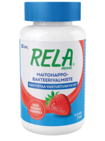 Жевательные молочнокислые бактерии RELA TABS MANSIKKA 30шт клубника  