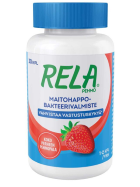 Жевательные молочнокислые бактерии RELA TABS MANSIKKA 30шт клубника