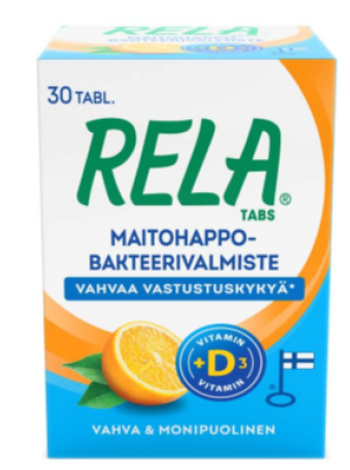 Жевательные таблетки с молочнокислыми бактериями RELA TABS APPELSIINI + D3 30 шт апельсин