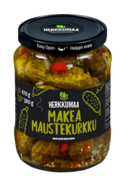 Маринованные сладкие огурцы Herkkumaa Makea maustekurkku 670/360г