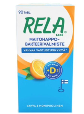 Жевательные таблетки с молочнокислыми бактериями RELA TABS APPELSIINI + D3 90 шт апельсин