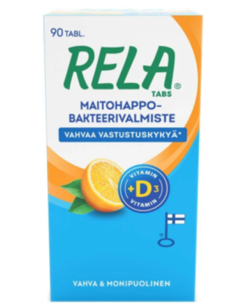 Жевательные таблетки с молочнокислыми бактериями RELA TABS APPELSIINI + D3 90 шт апельсин