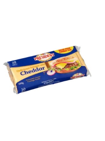 Плавленый сыр чеддер в нарезке President Sulatejuustoviipaleet cheddar 400 г