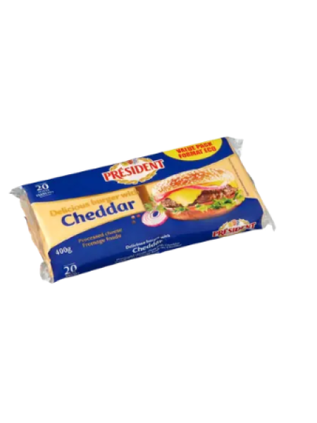Плавленый сыр чеддер в нарезке President Sulatejuustoviipaleet cheddar 400 г