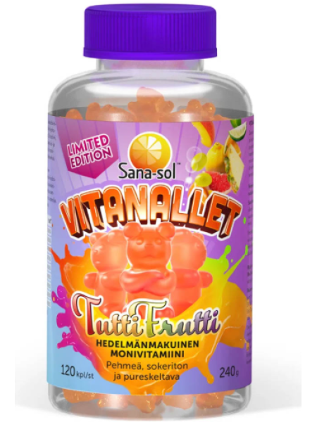 Жевательные мишки Sana-sol Vitanallet Tutti frutti 120шт