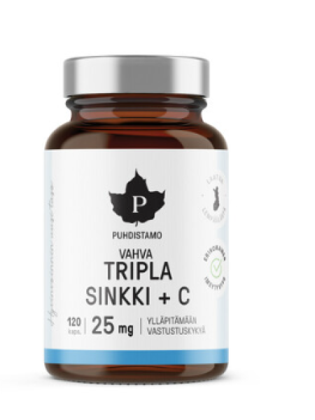 Биодобавка цинк Puhdistamo 3 tsinki 25mg + C-vitamiin 120 шт 