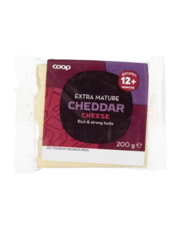 Сыр чеддер Coop cheddarjuusto kypsytetty 12 месяцев 200 г