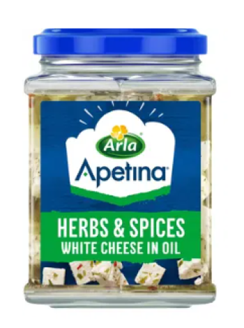 Кубики средиземноморского сыра фета в пряных масличных травах и специях Apetina Herbs  Spices 265/150г