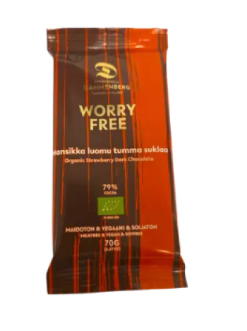 Плитка темного шоколада с клубникой Dammenberg Organic Fair Trade 70 г