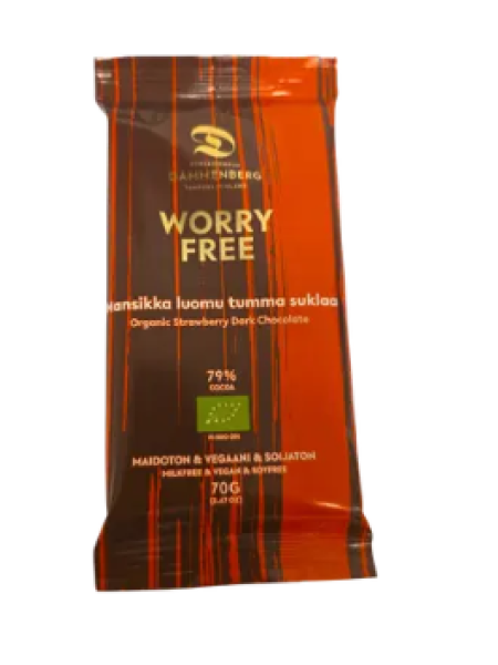 Плитка темного шоколада с клубникой Dammenberg Organic Fair Trade 70 г