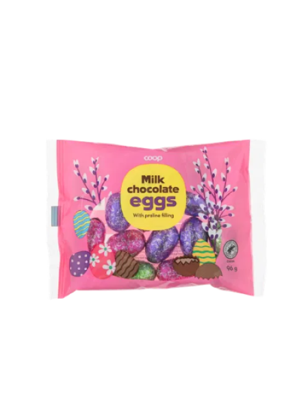 Яйца из молочного шоколада с пралиновой начинкой Coop ruohomunat 96 г