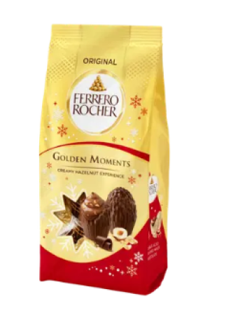 Шоколадные яйца Ferrero Rocher Golden с начинкой 90 г с фундуком и пшеничной крошкой