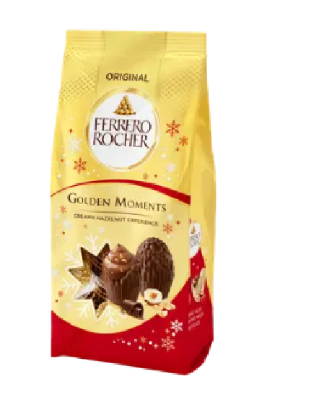 Шоколадные яйца Ferrero Rocher Golden с начинкой 90 г с фундуком и пшеничной крошкой