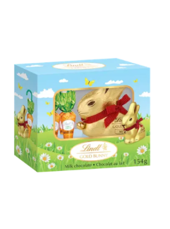 Пасхальный подарочный набор Lindt  GOLD BUNNY  154 г «Золотой кролик и морковь» из молочного шоколада 