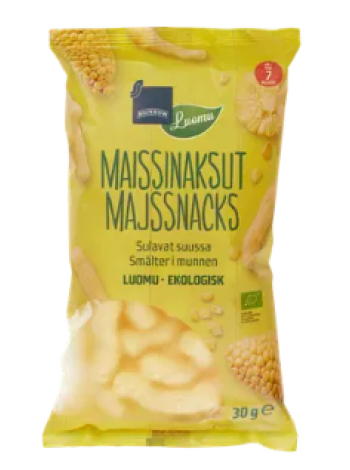 Снеки из органической кукурузы для детей с 7 месяцев Rainbow maissinaksut luomu 30 г