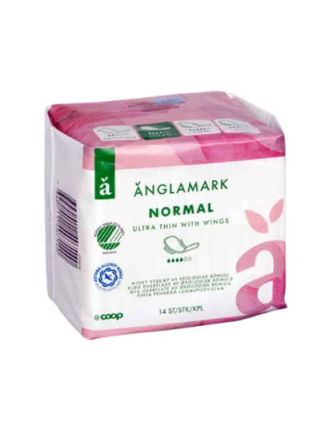 Тонкие прокладки с крылышками Änglamark ohutside normal siivellinen 14 шт 