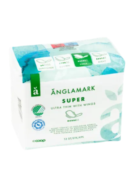 Ультратонкие прокладки с крылышками Änglamark ohutside super siivellinen 12 шт 