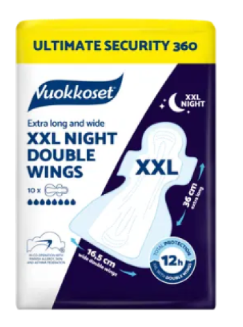 Прокладки ночные Vuokkoset XXL Night Double Wings 10 шт
