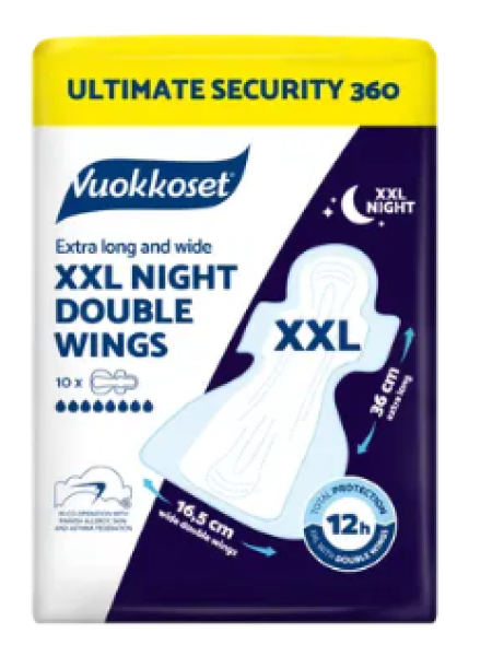 Прокладки ночные Vuokkoset XXL Night Double Wings 10 шт