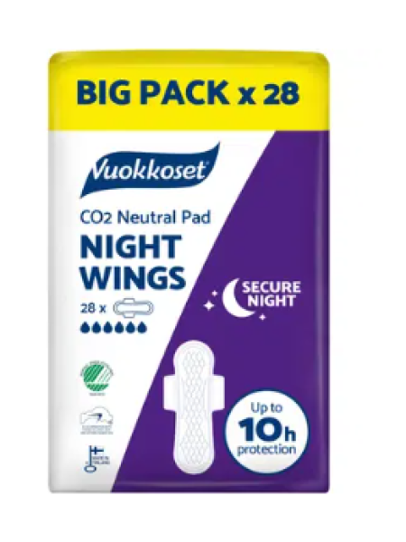 Ночные прокладки Vuokkoset Big Pack Night Wings  28 шт
