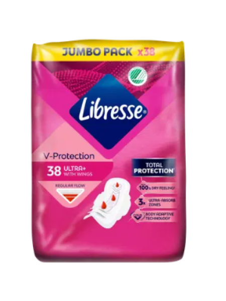 Прокладки с крылашками Libresse V-protection Ultra+ 38 шт