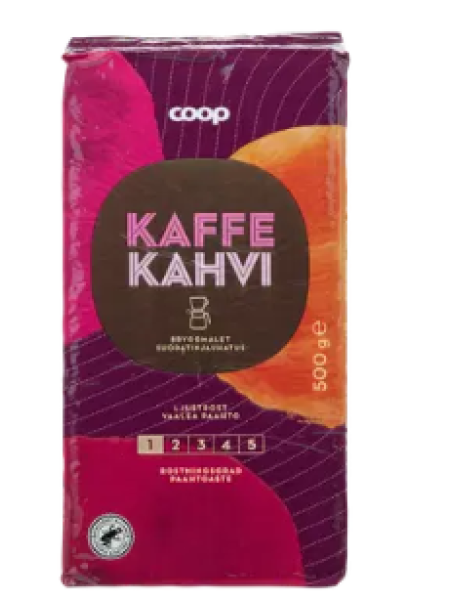 Кофе молотый светлой обжарки Coop kahvi vaalea paahto suodatinjauhatus 500 г