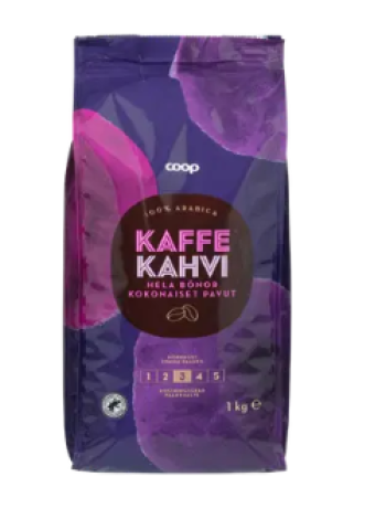 Кофе в зернах Coop kahvipapu tumma paahto 1 кг темной обжарки