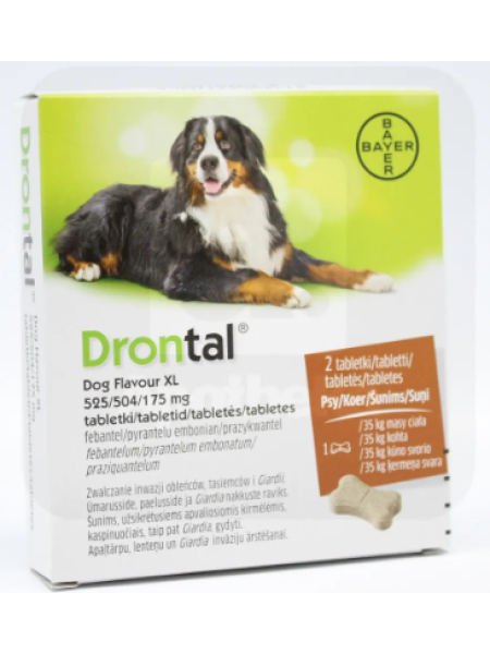 Таблетки для собак от глистов DRONTAL DOG FLAVOUR XL TBL 175MG+525MG+504MG N2