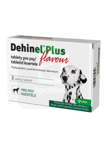 Препарат для выведения аскарид и ленточных червей DEHINEL PLUS FLAVOUR TABL 50MG+150MG+144MG N2