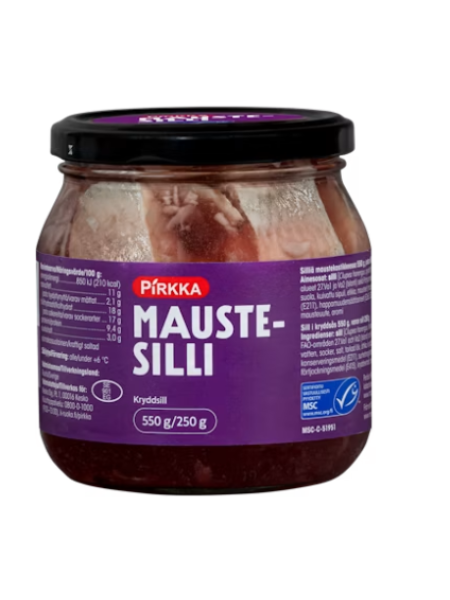 Пряная сельдь с луком и специями Pirkka maustesilli 550г/250г MSC