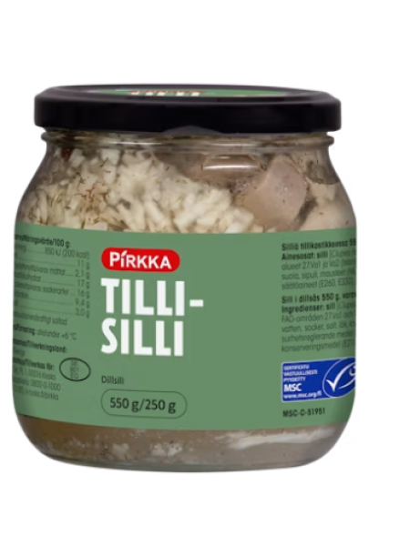 Сельдь с укропом Pirkka tillisilli 550г/250г MSC
