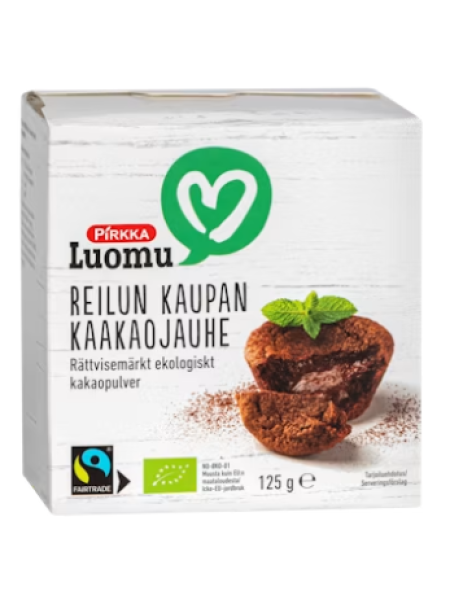 Органический какао-порошок Pirkka Luomu Reilun kaupan kaakaojauhe 125 г