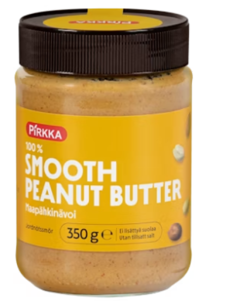 Гладкая арахисовая паста Pirkka 100% Smooth Peanut Butter maapähkinävoi 350 г