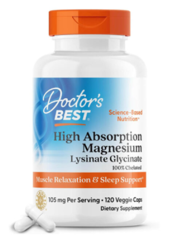Биологически активная добавка Doctor’s Best High Absorption Magnesium Lysinate Glycinate 100% Chelated 105 mg 120 таб