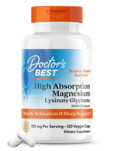 Биологически активная добавка Doctor’s Best High Absorption Magnesium Lysinate Glycinate 100% Chelated 105 mg 120 таб
