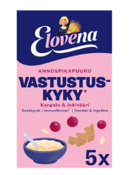 Каша  быстрого приготовления Elovena vastustuskyky karpalo & inkivääri 175 г для укрепления иммунитета