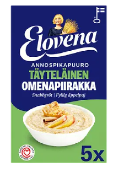 Каша быстрого приготовления Elovena täyteläinen omenapiirakanmakuinen 210 г со вкусом яблочного пирога 
