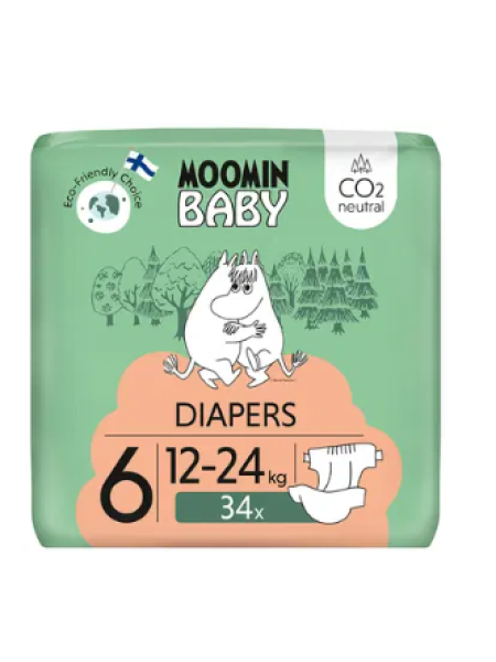 Подгузники для детей Muumi Baby Diapers  №6 12-24 кг 34 штуки