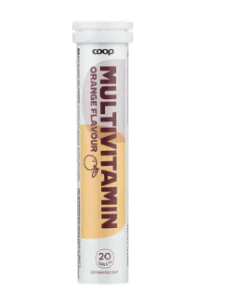 Мультивитаминная шипучая таблетка со вкусом апельсина Coop Monivitamiini Appelsiini 20 шт 