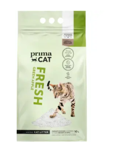 Наполнитель для кошачьего туалета PrimaCat Fresh Green Apple 10 л белый 