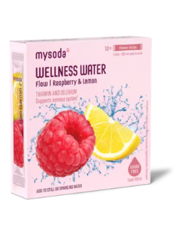 Порошок для приготовления напитка Mysoda Wellness Water со вкусом малины и лимона, 12 x 4 г