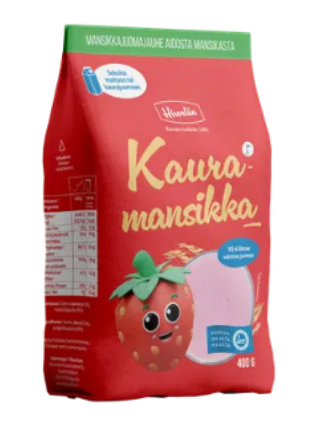 Овсяный порошок для приготовления напитка Hirvelän Kauramansikka 400 г со вкусом клубники