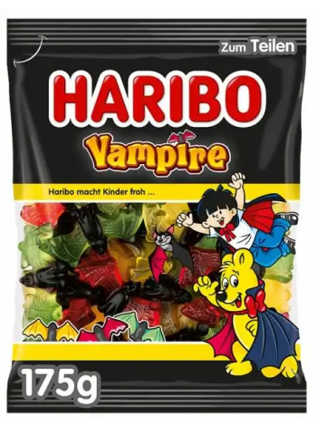 Жевательные конфеты Haribo Vampire 175 г с мягким лакричным вкусом