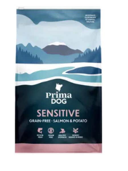 Беззерновой корм для взрослых собак с чувствительным желудком PrimaDog Salmon-Potato 3 кг