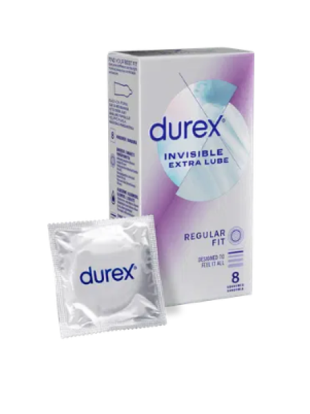Презервативы Durex Invisible Extra Lube Regular Fit 8 шт 