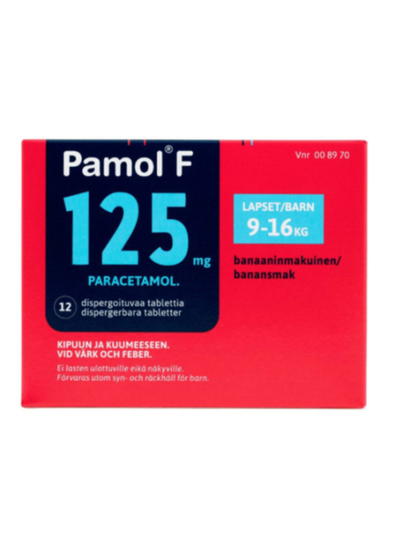 Таблетки растворимые при гриппе и простуде PAMOL F 125 мг 12 шт для детей