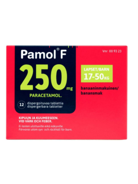 Таблетки растворимые при гриппе и простуде PAMOL F 250мг 12 таб для детей
