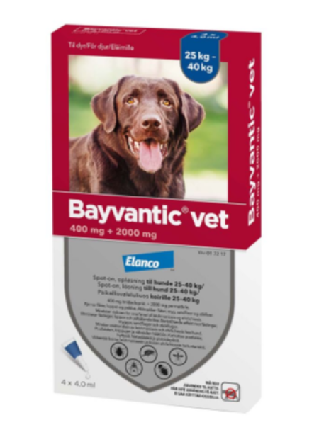 Капли для наружного применения для собак BAYVANTIC VET 25-40 кг 400/2000 mg 4x4,0 мл