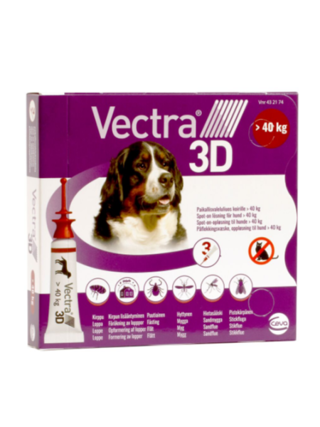 Капли для наружного применения для собак VECTRA 3D 436/38,7/3175 mg больше 40 кг 3x8 мл